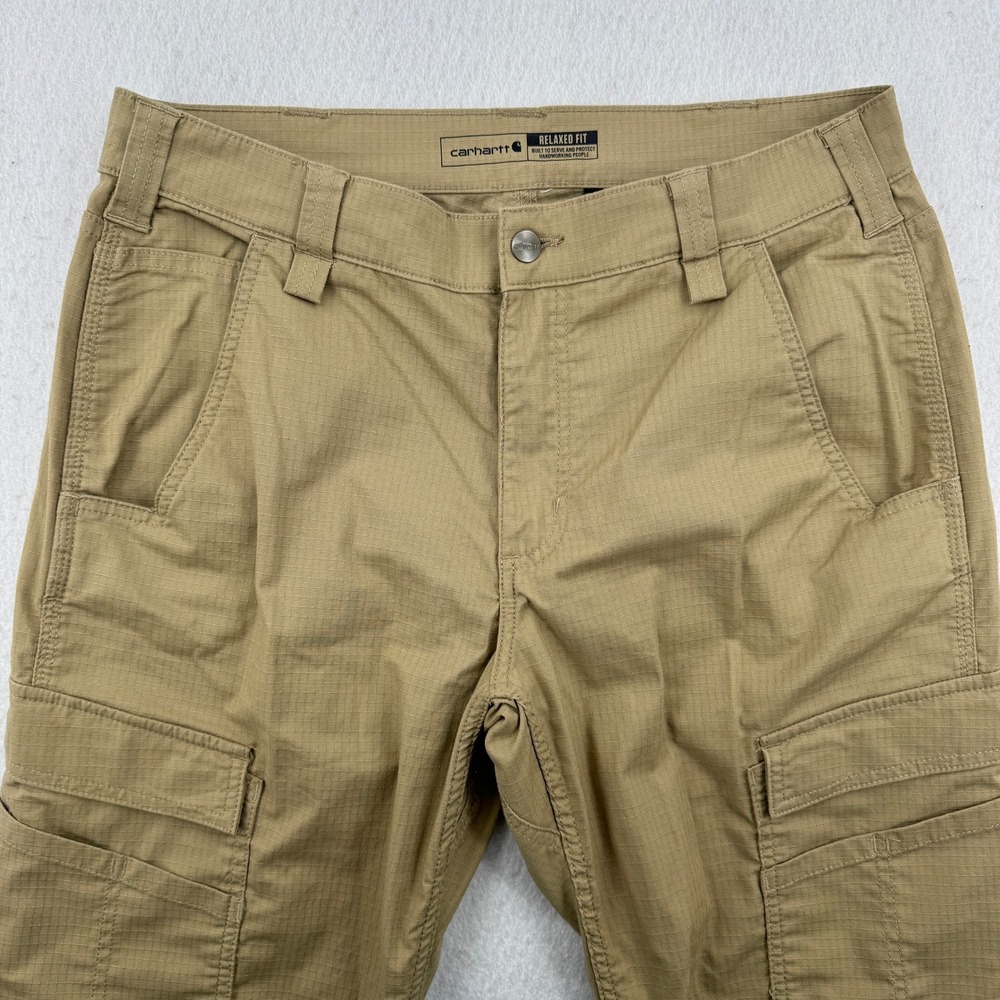Carhartt Force Relaxed Fit Ripstop Cargo Work Pants 34x30 Khaki Tan Workwear